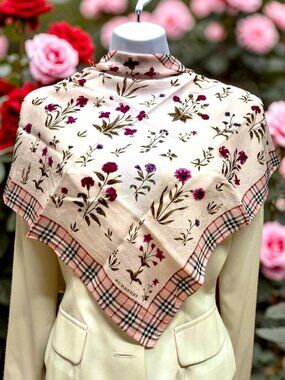 Burberry Mini Scar cotton 19.5" pink red gray black green  floral nova check(97